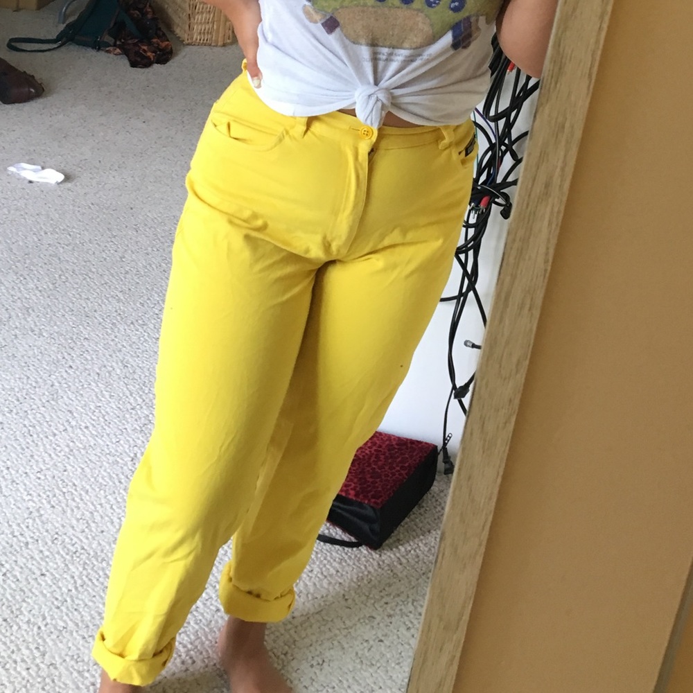 vintage high waisted bright yellow pants